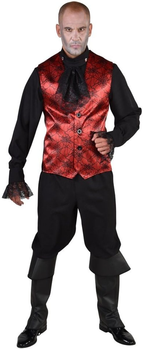 Vampier & Dracula Kostuum | Spinnenweb Halloween Gilet Rood Man | Medium / Large | Halloween | Verkleedkleding
